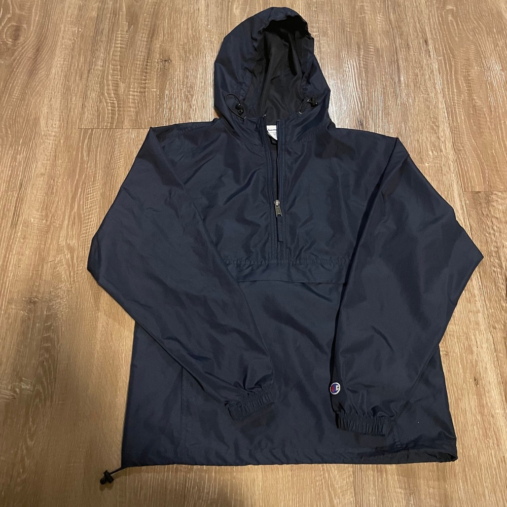 Champion Mens Windbreaker XS Navy Blue Polyester Packable Half Zip Fall Jacket